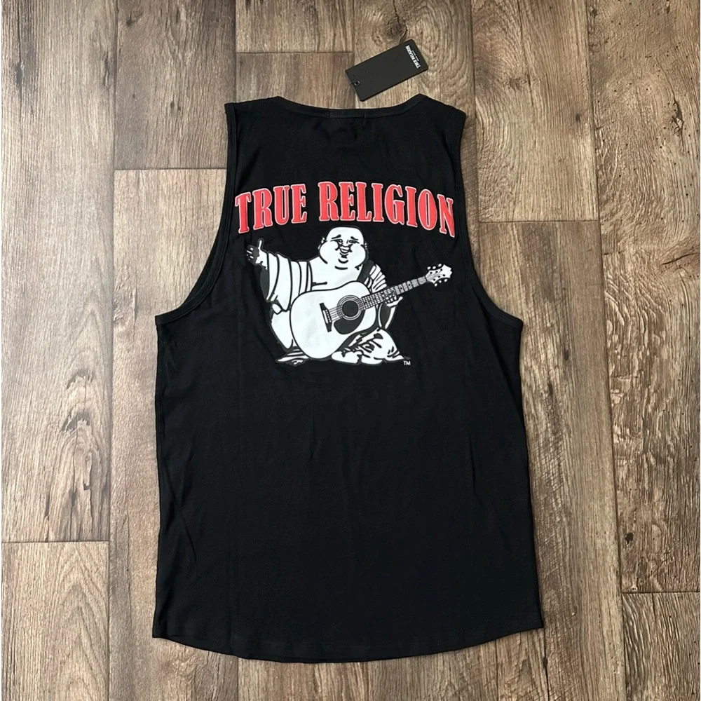 True Religion Jet Black JV Logo Tank Top Men’s Size S New With Tags Cotton